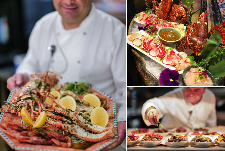 The menu boasted an extravagant array—lobster, seafood, and sushi